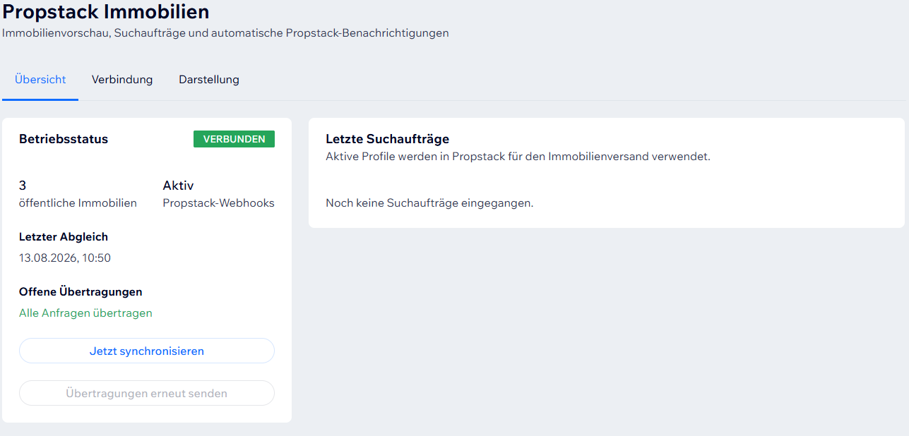 Verbindungsstatus und Synchronisation im ImmoConductor Backend